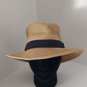 Tan Wide Brim Hat with Black Band